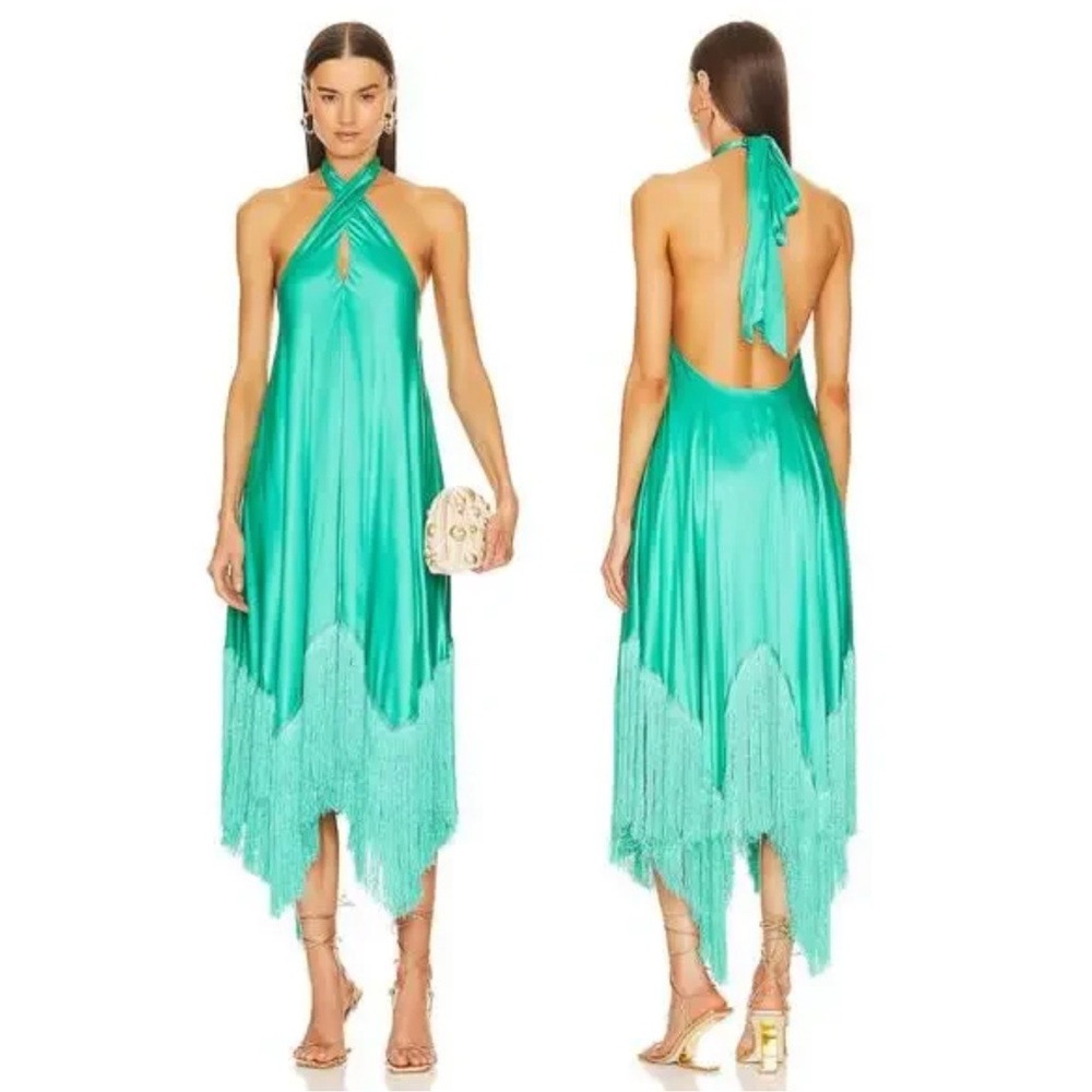 NWT Cult Gaia Ali Finged Silk Blend Midi Dress